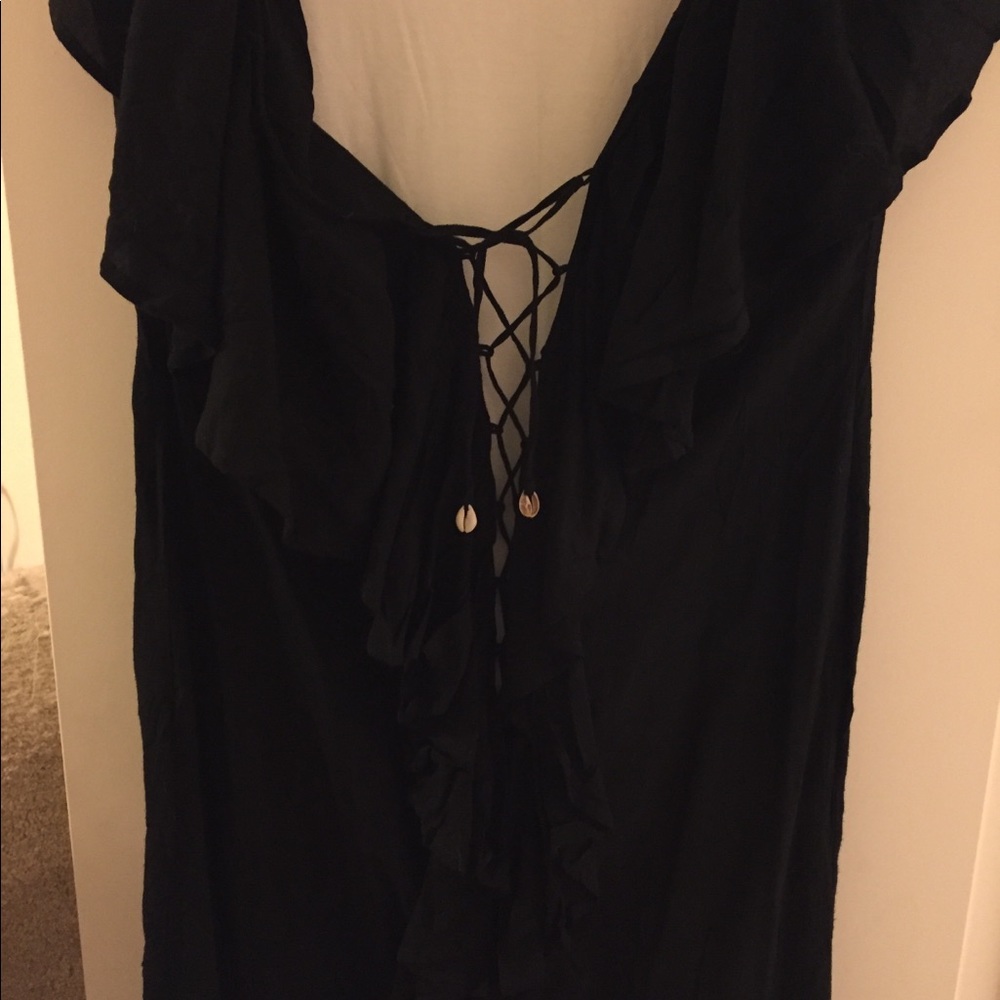 Indah Black Ruffle Corset Dress With Shell Beads